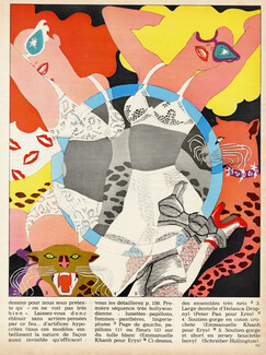 Antonio Lopez 1969 Peter Pan, Emmanuelle Khanh (Erys), Schreiber-Hollington, Panther, Sens Dessins Dessous