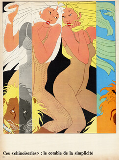 Antonio Lopez 1969 Combinaison collant, Galeries Lafayette, Lion, Sens Dessins Dessous