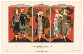 Les Belles Dames du Paravent, 1924 - Mario Simon, Robes et manteaux, de Doucet. La Gazette du Bon Ton, 1924-1925 n°2 — Planche 12