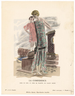 La Confidence, 1924 - Jean Grangier, Robe du soir et robe de fillette, de Callot Soeurs. La Gazette du Bon Ton, 1924-1925 n°2 — Planche 14