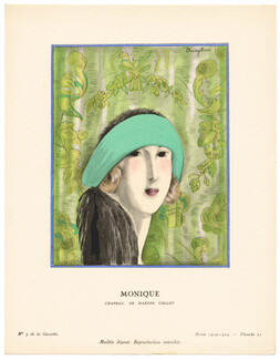 Monique, 1924 - Alexandre Zinoview, Chapeau, de Marthe Collot. La Gazette du Bon Ton, 1924-1925 n°3 — Planche 21