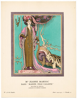 Mlle Jeanne Marnac dans "Manon, Fille Galante", 1924 - George Barbier, Souliers de Perugia, Costume de George Barbier. La Gazette du Bon Ton, 1924-1925 n°3 — Planche 22