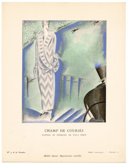 Champ de Courses, 1924 - Charles Loupot, Manteau de fourrure, de Max-A. Leroy. La Gazette du Bon Ton, 1924-1925 n°3 — Planche 23