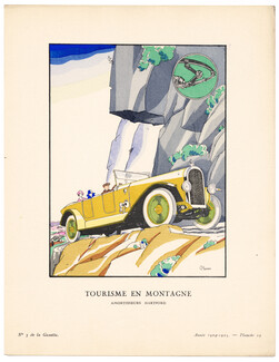 Tourisme en Montagne, 1924 - Planas, Amortisseurs Hartford. La Gazette du Bon Ton, 1924-1925 n°3 — Planche 24