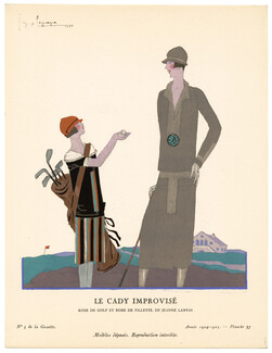 Le Cady Improvisé, 1924 - Georges Lepape, Robe de golf et robe de fillette, de Jeanne Lanvin. La Gazette du Bon Ton, 1924-1925 n°5 — Planche 37