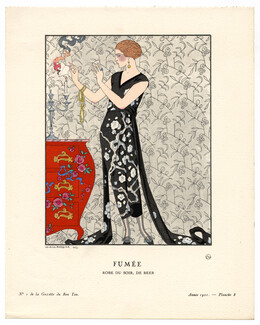 Fumée, 1921 - George Barbier. Robe du soir, de Beer. La Gazette du Bon Ton, n°1 — Planche 8