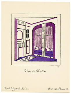 Coin de Fenêtre, 1921 - Installation Moderne d'un Jeune Ménage, par Lucie Renaudot. Exécution de P.A. Dumas. La Gazette du Bon Ton, n°2 — Planche VII