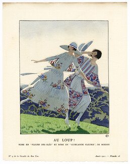 Au Loup !, 1921 - André Marty. Robe en tissus de Rodier. La Gazette du Bon Ton, n°4 — Planche 26