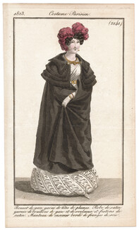 Le Journal des Dames et des Modes 1823 Costume Parisien N°2141 Manteau de casimir