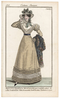 Le Journal des Dames et des Modes 1823 Costume Parisien N°2164 Cachemire