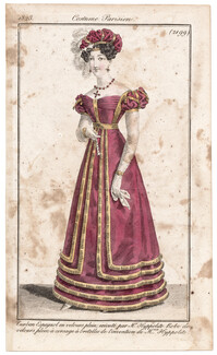 Le Journal des Dames et des Modes 1823 Costume Parisien N°2199 Turban espagnol, Mr & Mme Hyppolite