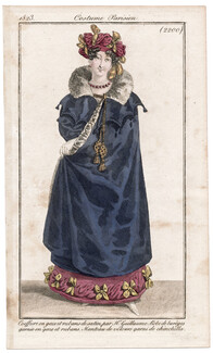 Le Journal des Dames et des Modes 1823 Costume Parisien N°2200 Mr Guillaume, Chinchilla
