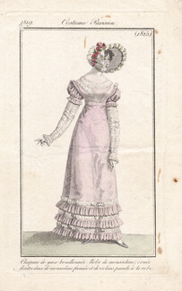 Le Journal des Dames et des Modes 1819 Costume Parisien N°1825