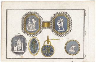 Magasin des Modes Nouvelles, Françaises et Anglaises 1787 cahier n°7, plate n°3, Buckle (unsigned, strong paper)
