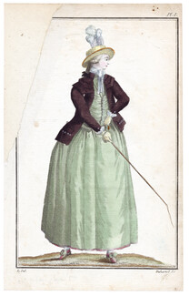 Cabinet des Modes 15 Septembre, 1786 21° cahier, planche I, Horsewoman