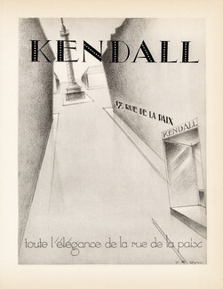 Kendall (17 rue de la Paix) 1928 Place Vendôme, Lithograph PAN Paul Poiret, Yan Dyl, Art Deco Style