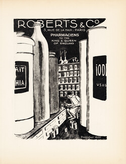 Roberts & Co (Pharmaciens to the King & Queen of England) 1928 Original lithograph from "PAN" (Paul Poiret)