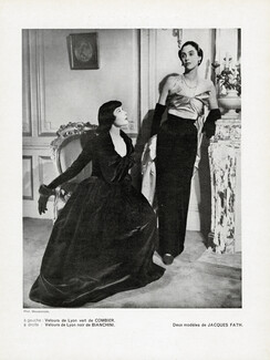 Jacques Fath 1949 Evening Gowns, Combier, Bianchini Férier, Phot. Moussempès