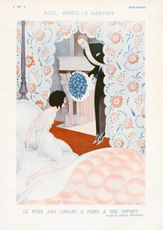 Le plus joli Cadeau à faire à une Enfant, 1923 - Gerda Wegener Nightgown, Flowers, Lovers