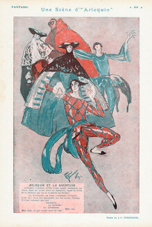 Arlequin et la Duchesse, 1921 - Jean-Gabriel Domergue Harlequin, Carnival, Costume