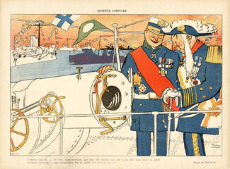 L'Entente Cordiale, 1905 - Paul Iribe Amiraux Français et Anglais