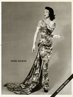 Pierre Balmain 1955 Evening Dress, Bianchini Férier, Photo Arsac