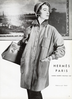 Hermès (Couture) 1956 Paletot en cuir, Handbag, Gloves