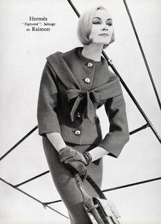Hermès (Couture) 1957 Suit, Raimon, Handbag, Gloves