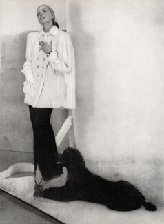 De Leo 1946 Ermine Pea Jacket, Poodle, Photo Richard Avedon