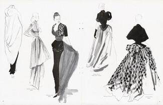 Worth, Charles Montaigne, Christian Dior, Robert Piguet, Jeanne Lanvin, Marcelle Chaumont, Nina Ricci 1947 Bernard Blossac, 3 pages