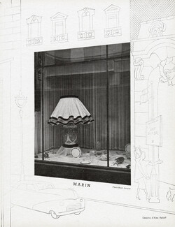 Les Belles Vitrines de Paris, 1946 - Marin, Shop Window, Drawing Alex Rakoff, Photo René Jacques