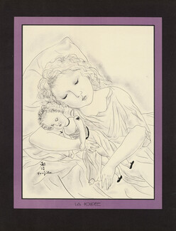 Sur la neige d'un papier, 1925 - Tsugouhoru Foujita La Poupée, The Doll, 4 illustrated pages