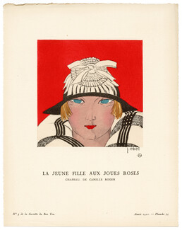La Jeune Fille aux Joues Roses, 1921 - J. Ebel, Chapeau de Camille Roger. La Gazette du Bon Ton, n°5 — Planche 35