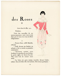 des Roses, 1921 - M. M. Baratin, Fashion Illustration, La Gazette du Bon Ton, Texte par Marcel Duminy, 4 pages