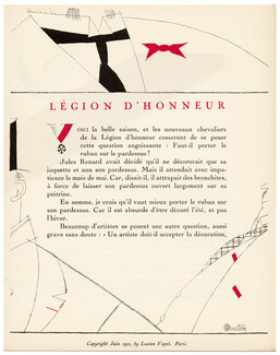 Légion d'Honneur, 1921 - Charles Martin, Legion of Honor, La Gazette du Bon Ton, Text by Tristan Bernard, 4 pages