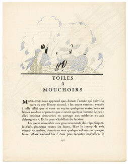 Toiles à Mouchoirs, 1921 - Georges Lepape, Tissue Cloths, La Gazette du Bon Ton, Text by Georges-Armand Masson, 4 pages