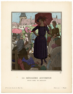 La Ménagère Accomplie, 1921 - Pierre Brissaud, Petite robe de Doeuillet. La Gazette du Bon Ton, n°6 — Planche 44