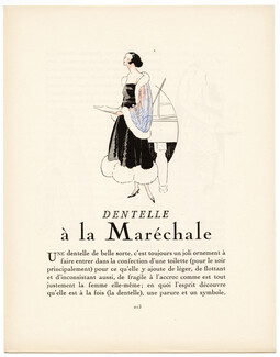 Dentelle à la Maréchale, 1921 - L'Hom, Lace, La Gazette du Bon Ton, Texte par De Caylus, 4 pages
