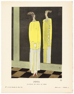 Jota, 1921 - Benito, Manteau du soir, de Beer. La Gazette du Bon Ton, n°7 — Planche 55