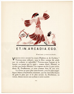 Et in Arcadia ego, 1921 - George Barbier Dancer, Greek, La Gazette du Bon Ton, Text by Gilbert Charles, 4 pages
