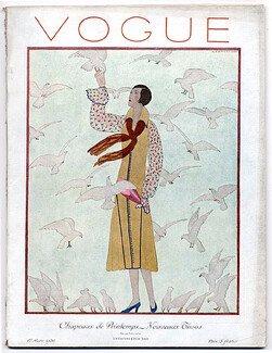 Vogue Mars 1926 Marty, Chapeaux de Printemps - Nouveaux Tissus