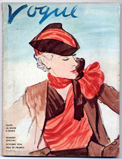 Vogue (Paris) Octobre 1934 Eric Carl Erickson, Tricorne et cravate-gilet de Reboux