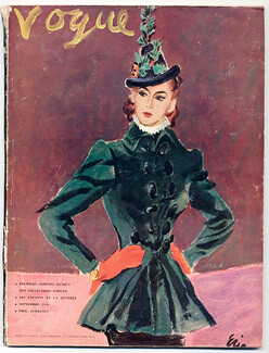 Vogue (Paris) Septembre 1939 Couverture dessinée par Erickson, redingote en velours de Creed