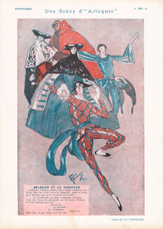 Arlequin et la Duchesse, 1921 - Jean-Gabriel Domergue Harlequin, Carnival, Costume