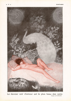 Le Dernier Soir d'Amour..., 1926 - Florane Nude with Peacock