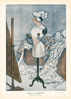 Madame Paquin, 1913 - De Losques Princesse de la Couture, Caricature, Texte par Bing, 2 pages