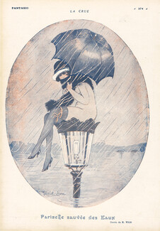 La Crue — Parisette sauvée des Eaux, 1919 - Raoul Vion Saved from the Flood, Lamppost