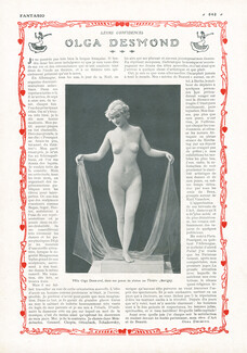 Olga Desmond 1909 Pose de Statue, Texte Olga Desmond