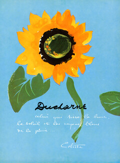 Ducharne 1956 Poem, Colette Autograph Sunflower