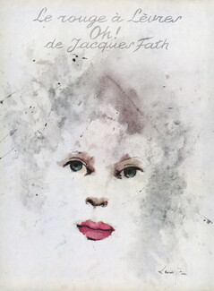 Jacques Fath (Cosmetics) 1956 Oh!, Leonor Fini, Lipstick